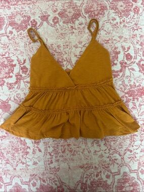 SO Mustard Tiered Ruffle Cami Top